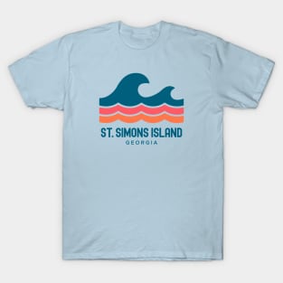 St Simons Island Georgia Vintage Wave T-Shirt